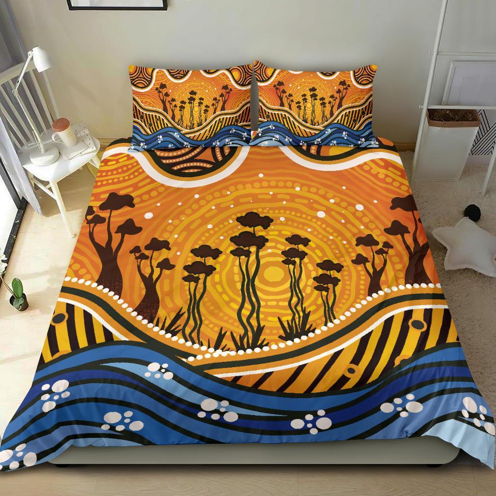 Aboriginal Bedding Set - Boab Tree Dot Painting Art Vero2 - Vibe Hoodie Shop