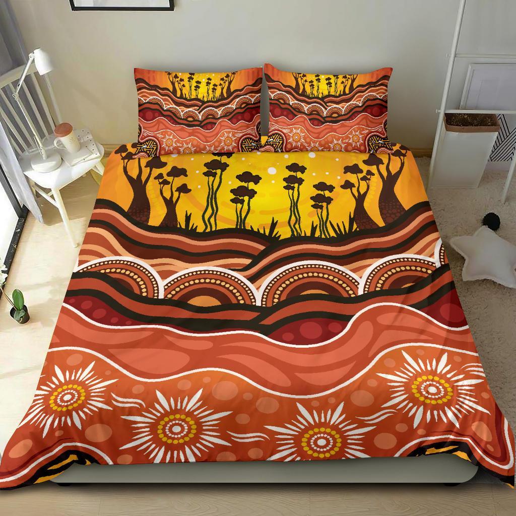 Aboriginal Bedding Set - Boab Tree Dot Painting Ver01 - Vibe Hoodie Shop