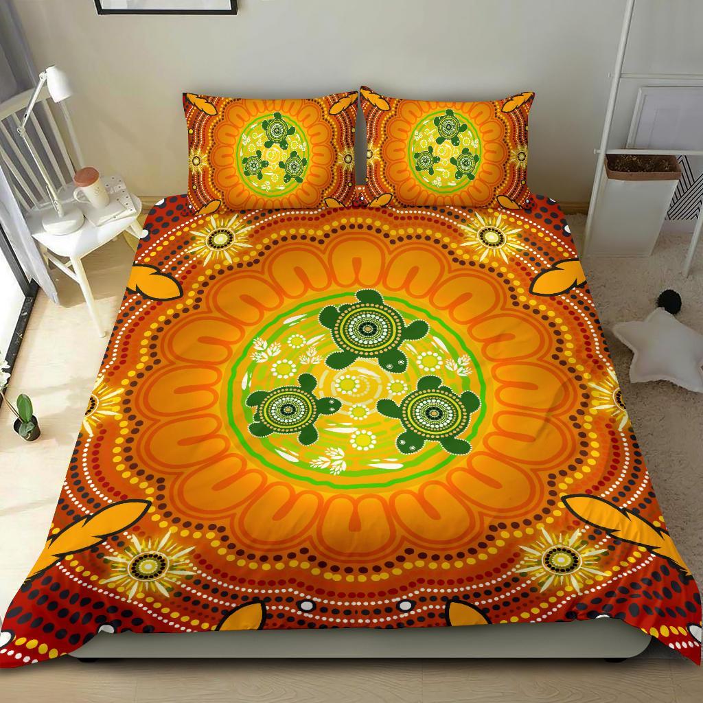 Aboriginal Bedding Set, Turtle Circle Dot Painting Art - - Vibe Hoodie Shop