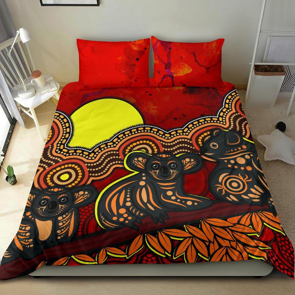 Aboriginal Bedding Set - Australian Indigenous Koala - Vibe Hoodie Shop