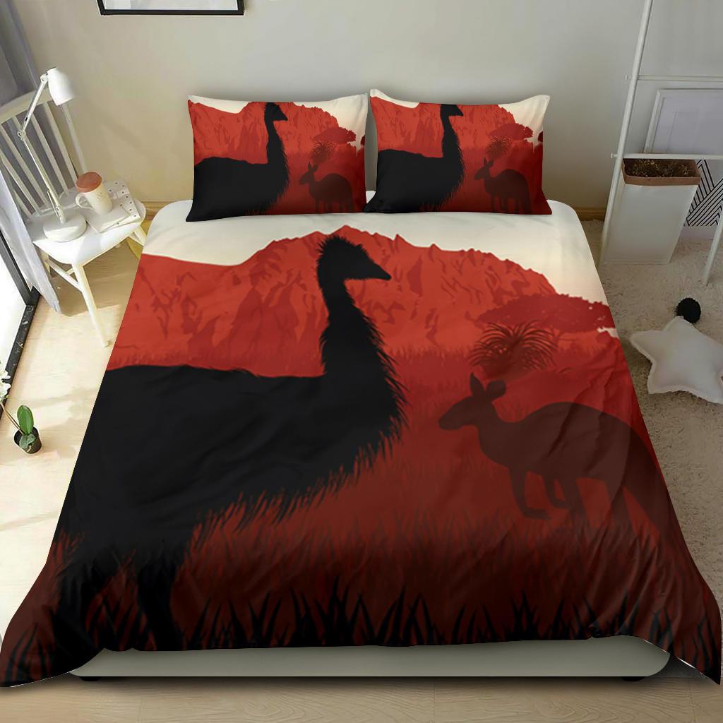 Bedding Set - Australian Nature with Emu and Kangaroo - Vibe Hoodie Shop