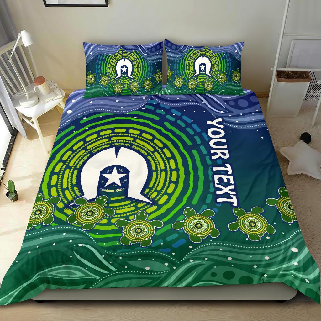 Custom Text Torres Strait Islanders Bedding Set - Aboriginal Turtle - Vibe Hoodie Shop