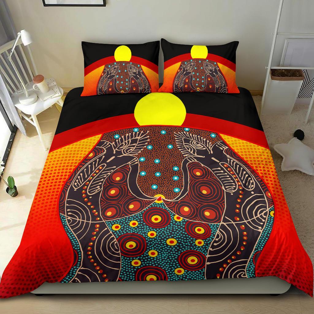 Bedding Set - Aboriginal Sublimation Dot Pattern Style (Red) - Vibe Hoodie Shop