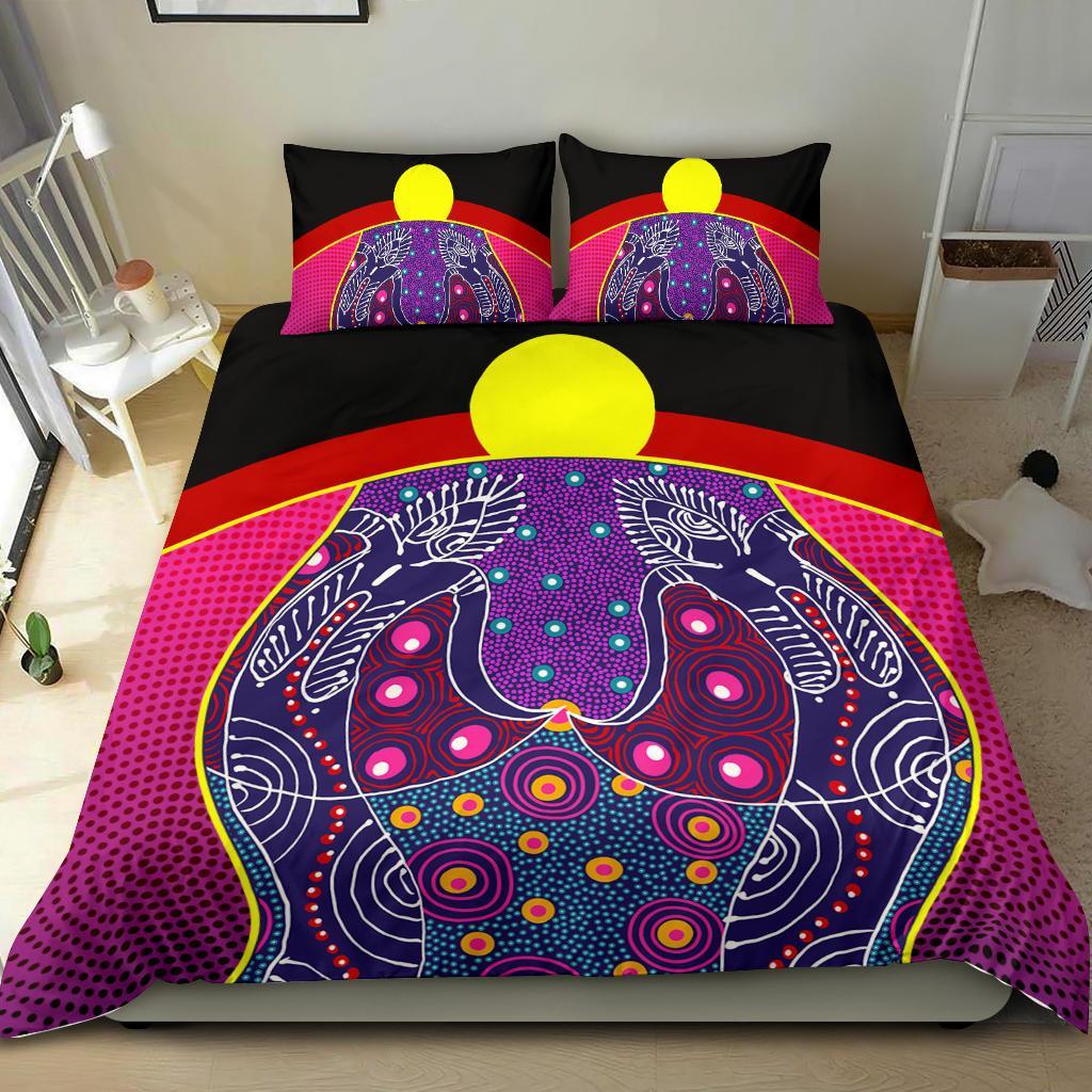 Bedding Set - Aboriginal Sublimation Dot Pattern Style (Violet) - Vibe Hoodie Shop