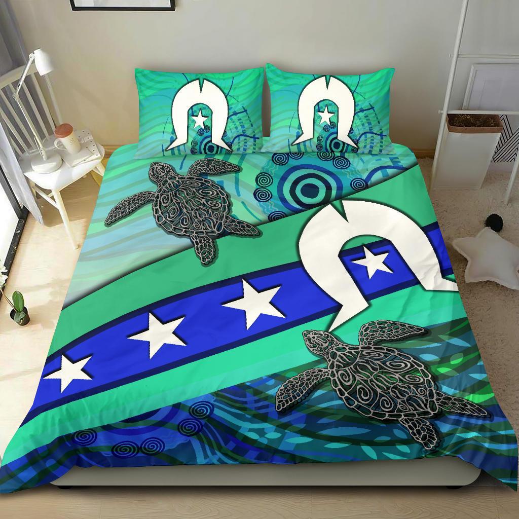 Bedding Set - Torres Strait Flag And Turtle - Vibe Hoodie Shop