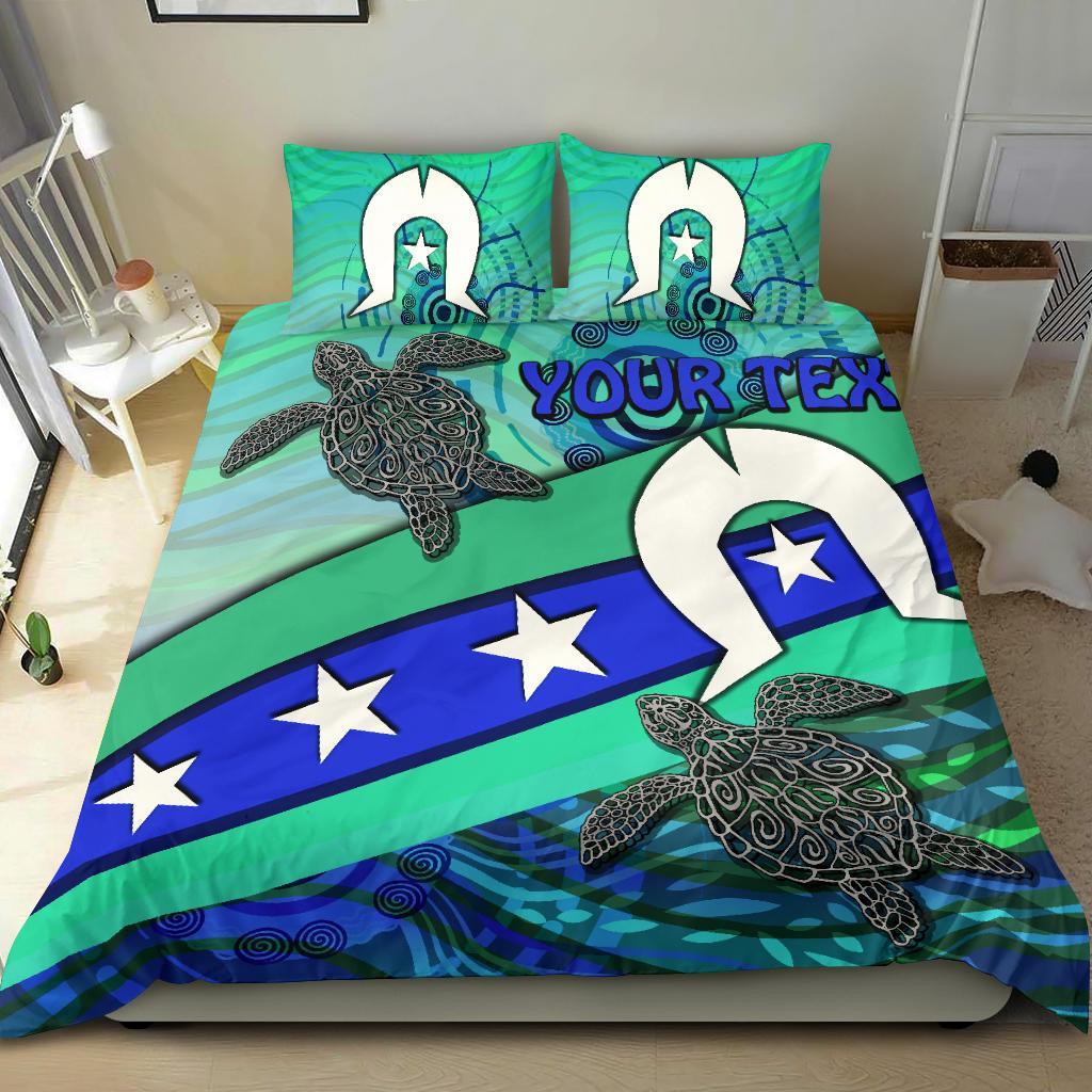 Personalised Bedding Set - Torres Strait Flag And Turtle - Vibe Hoodie Shop