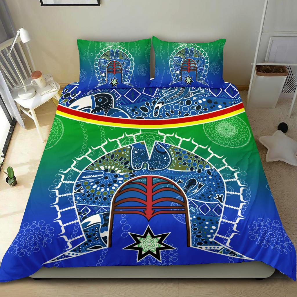 Bedding Set - Torres Strait Symbol With Aboriginal Patterns - Vibe Hoodie Shop