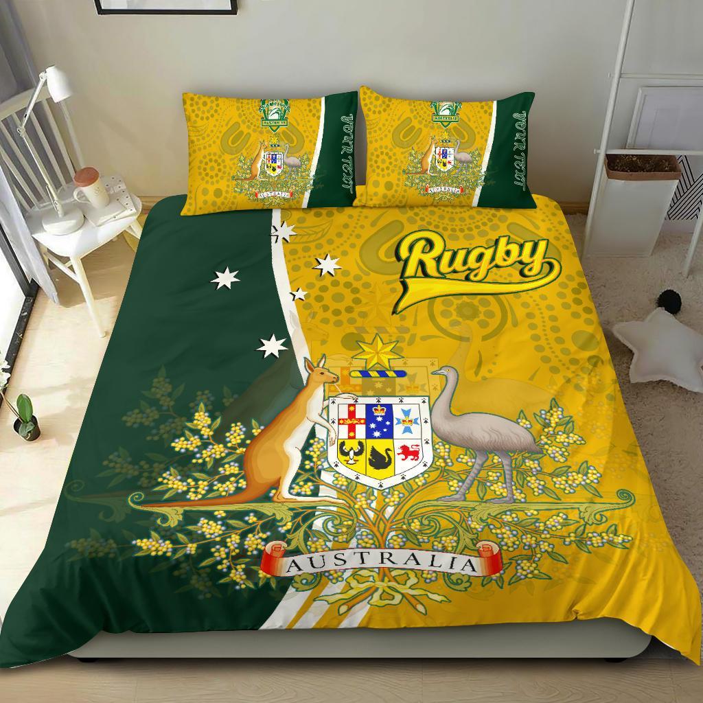 Personalised Bedding Set - Australia Coat Of Arm In Rugby Style - Vibe Hoodie Shop