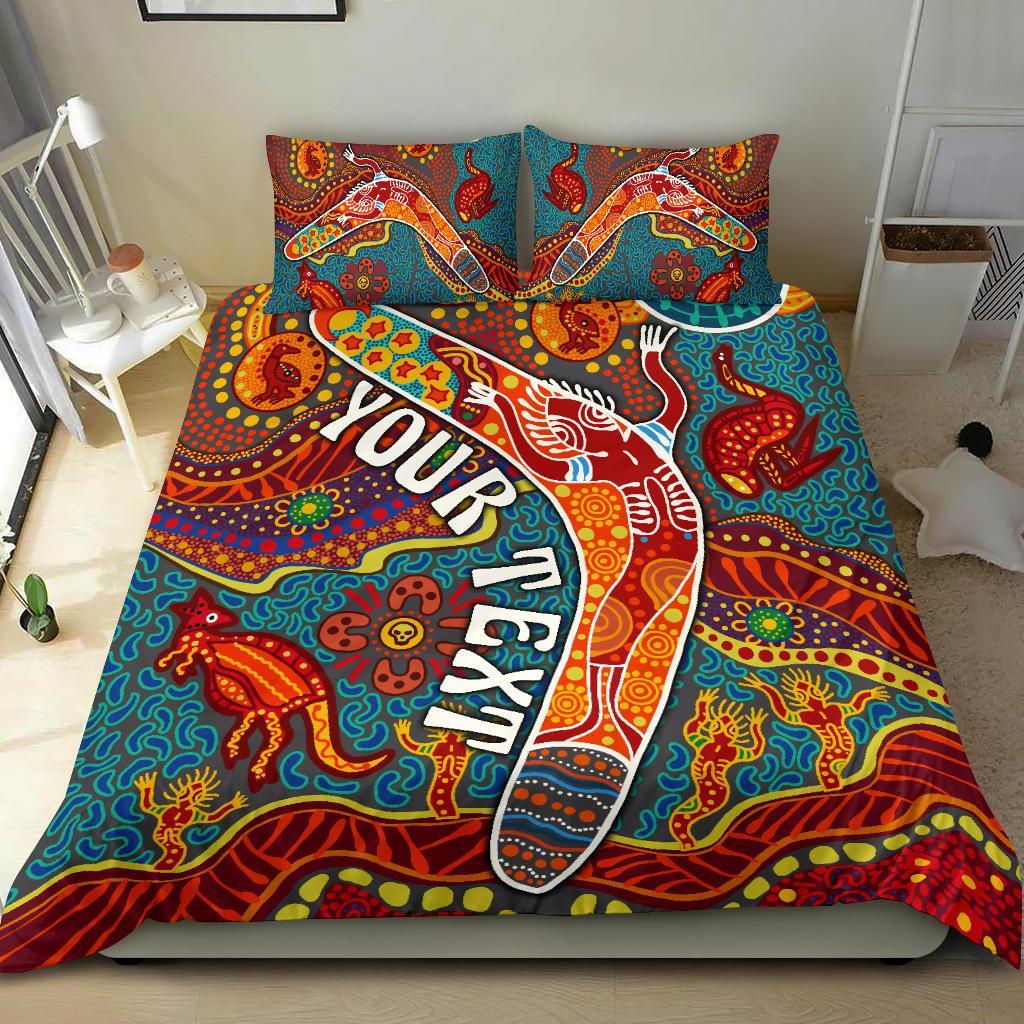 Aboriginal Personalised Bedding Set - Indigenous Boomerang - Vibe Hoodie Shop