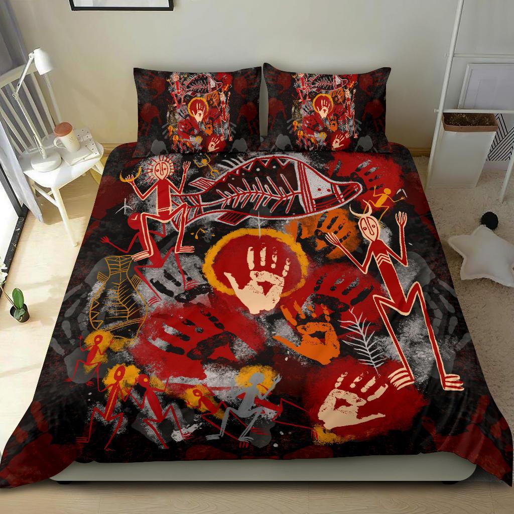 Aboriginal Bedding Set - Indigenous Fish Hand Art - Vibe Hoodie Shop