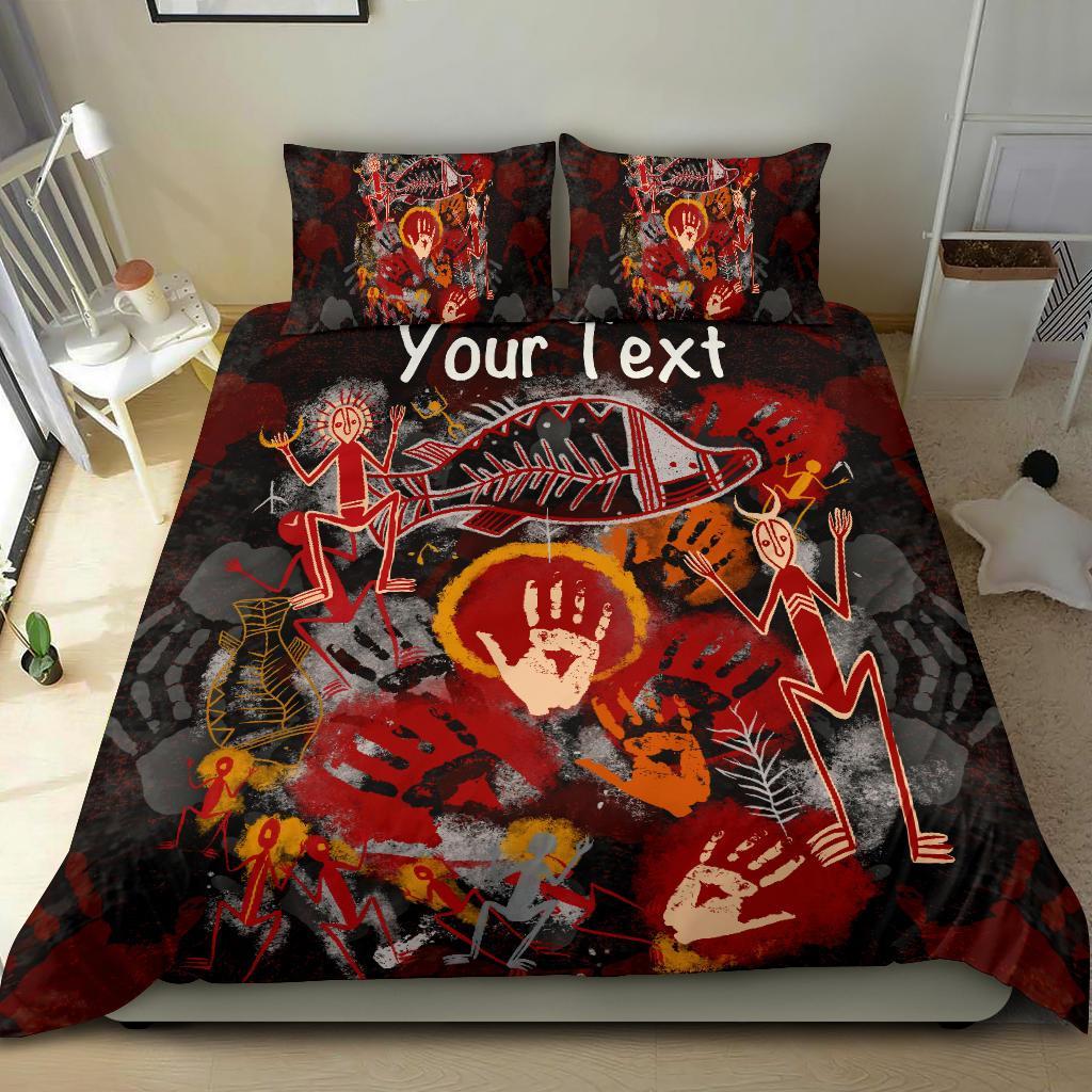 Custom Aboriginal Bedding Set - Indigenous Fish Hand Art - Vibe Hoodie Shop
