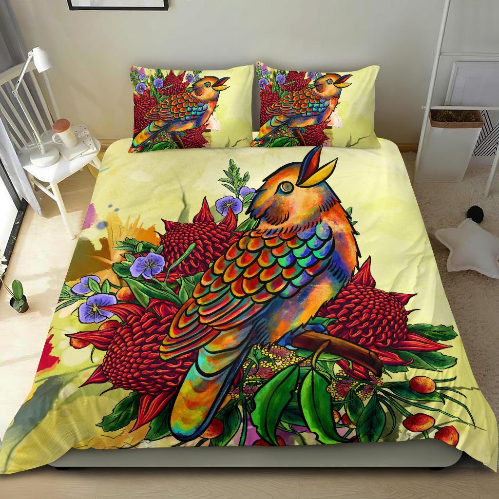 Bedding Set - Australia Kookaburra With Waratah - Vibe Hoodie Shop