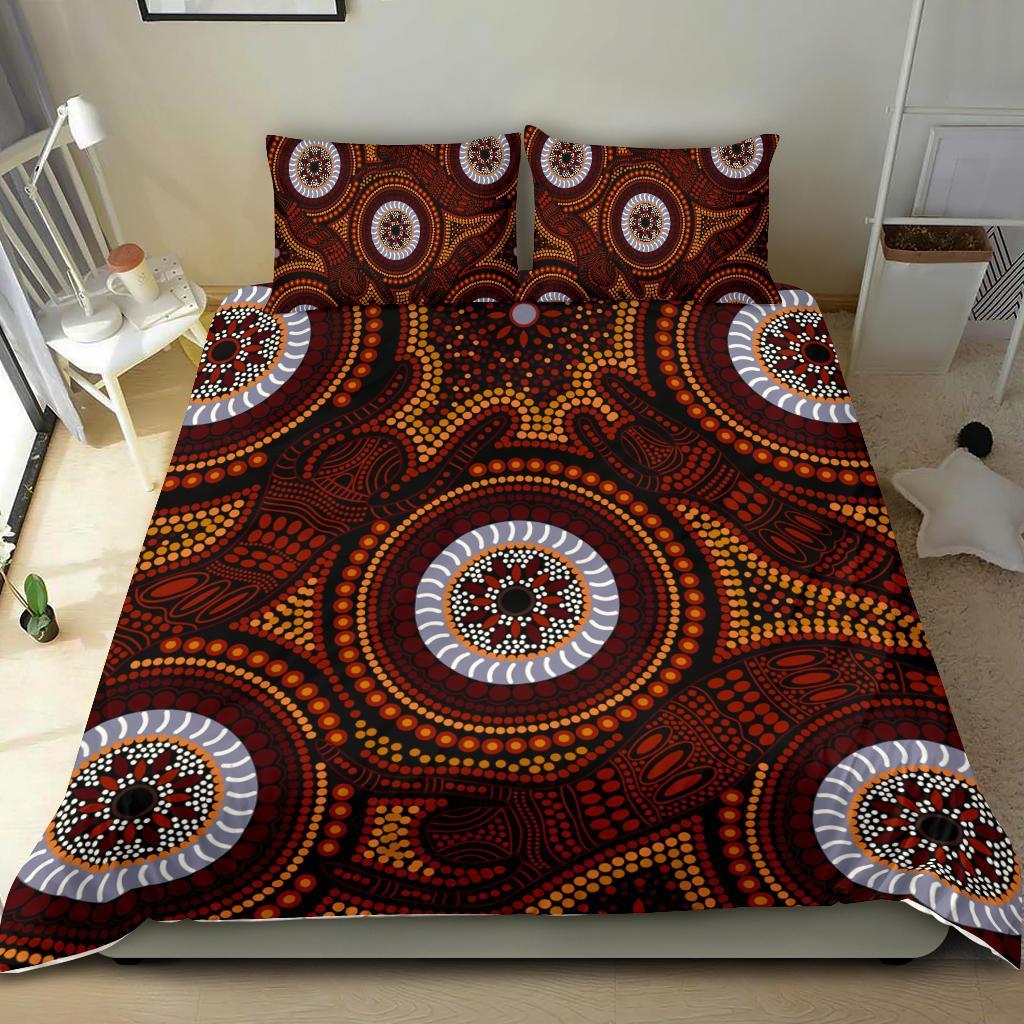 Aboriginal Bedding Set - Aboriginal Human Dot Painting Art - Vibe Hoodie Shop