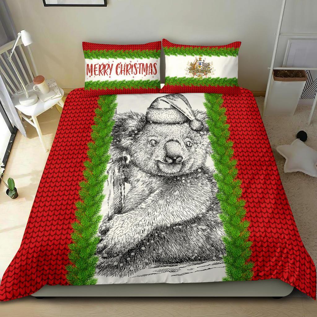 Australia Christmas Bedding Set - Merry Christmas Koala - Vibe Hoodie Shop