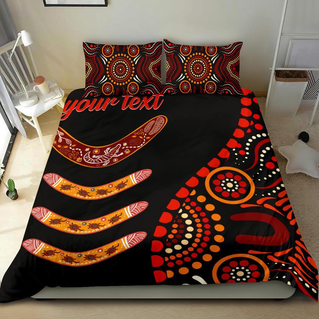 Aboriginal Personalised Bedding Set - Aboriginal Boomerangs With Dot Painting Pattern - Vibe Hoodie Shop