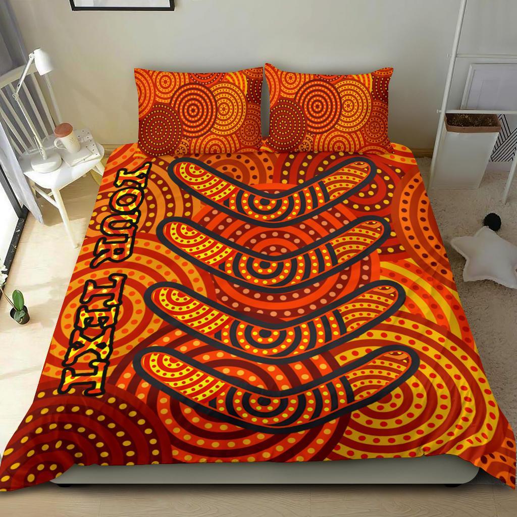 Aboriginal Personalised Bedding Set - Aboriginal Boomerangs And Dot Circle - Vibe Hoodie Shop