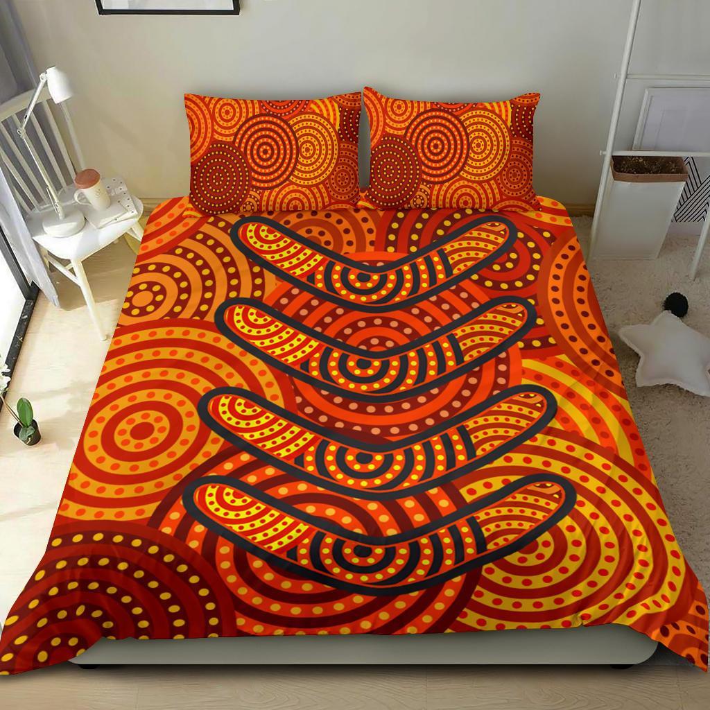 Aboriginal Bedding Set - Aboriginal Boomerangs And Dot Circle - Vibe Hoodie Shop