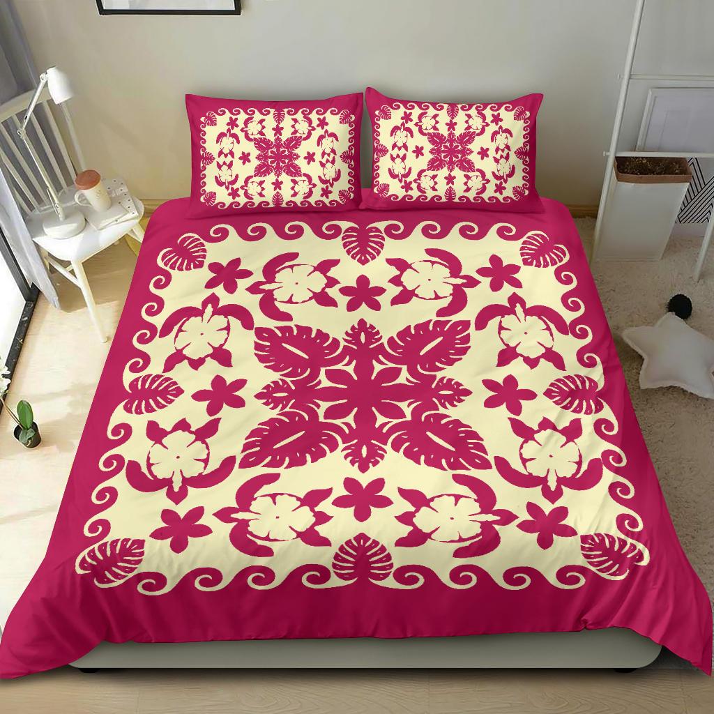 Turtle with Hibiscus Royal Pink Bedding Set - Vibe Hoodie Shop