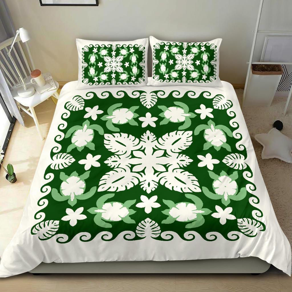 Turtle with Hibiscus Royal Bedding Set Palm Leaf - Vibe Hoodie Shop