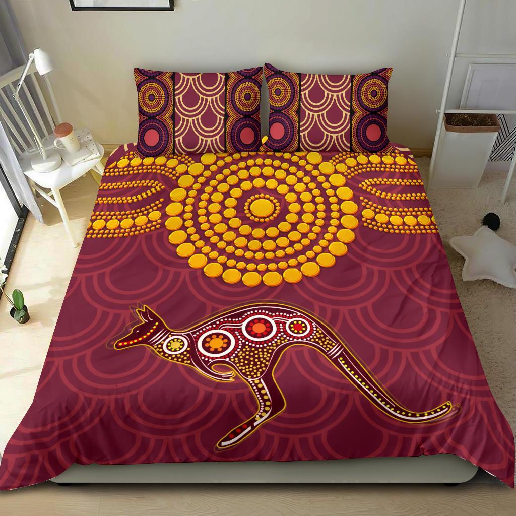 Aboriginal Bedding Set - Aboriginal Kangaroo - Vibe Hoodie Shop