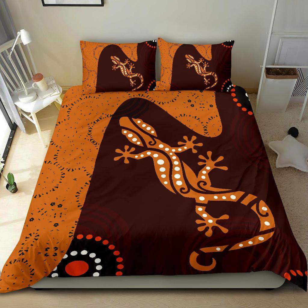 Aboriginal Bedding Set - Lizard in Aboriginal Dreaming - Vibe Hoodie Shop