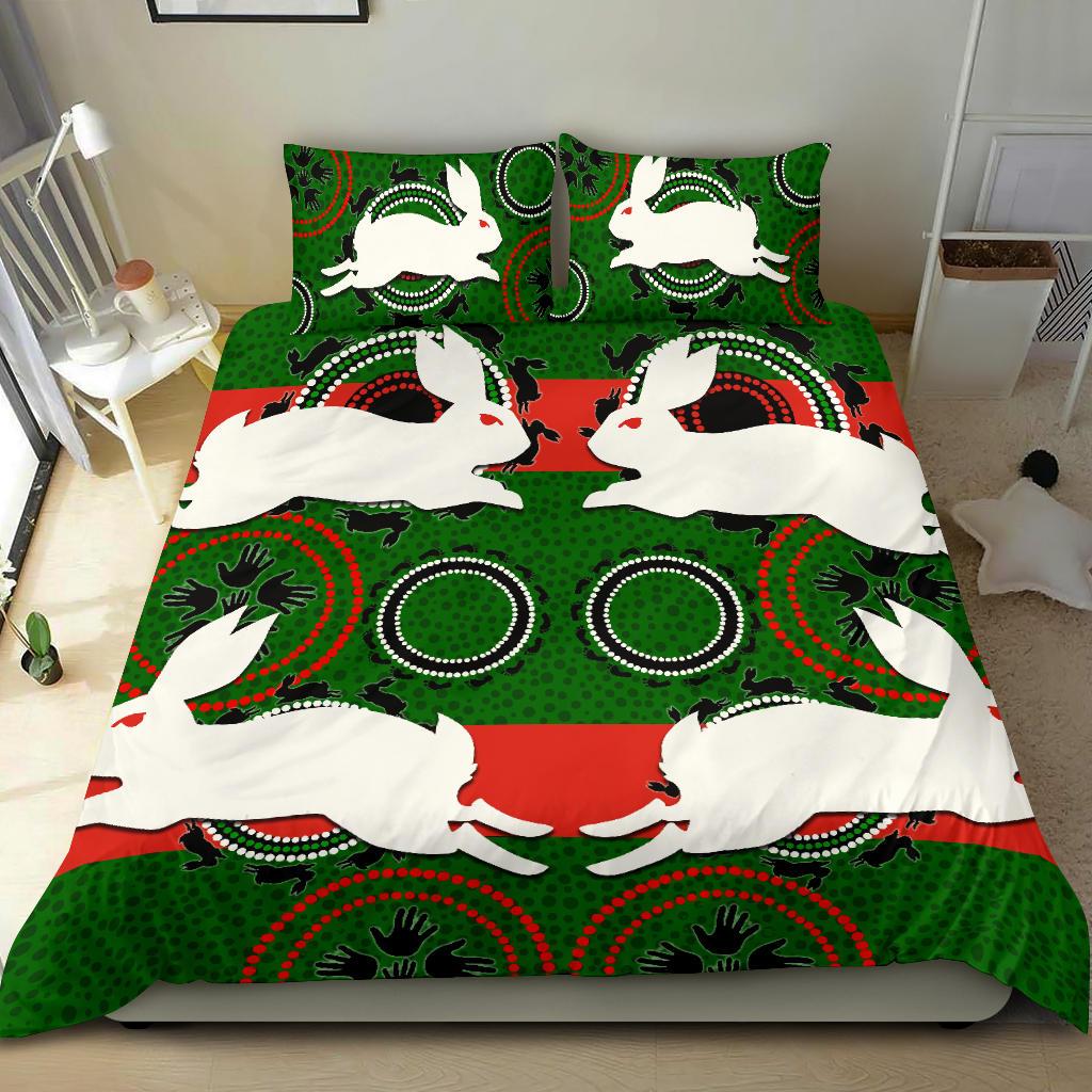 Rabbitohs Bedding Set Aboriginal Special - Vibe Hoodie Shop