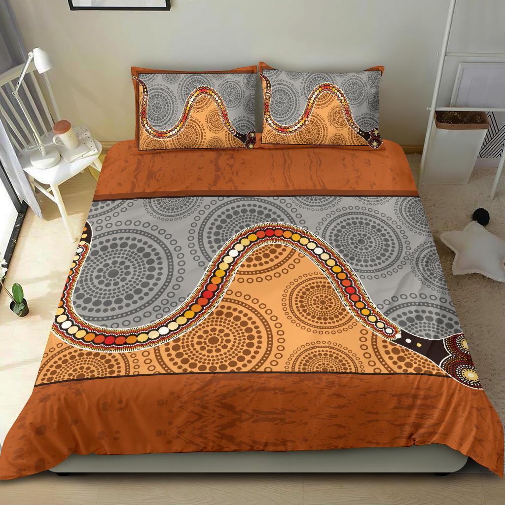 Aboriginal Bedding Set, Indigenous Snake - Vibe Hoodie Shop