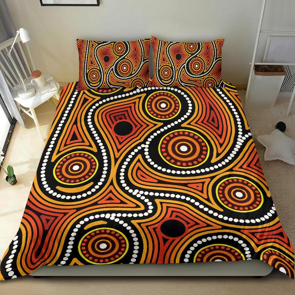 Aboriginal Bedding Set, Indigenous Circle Dot Painting Ver01 - Vibe Hoodie Shop