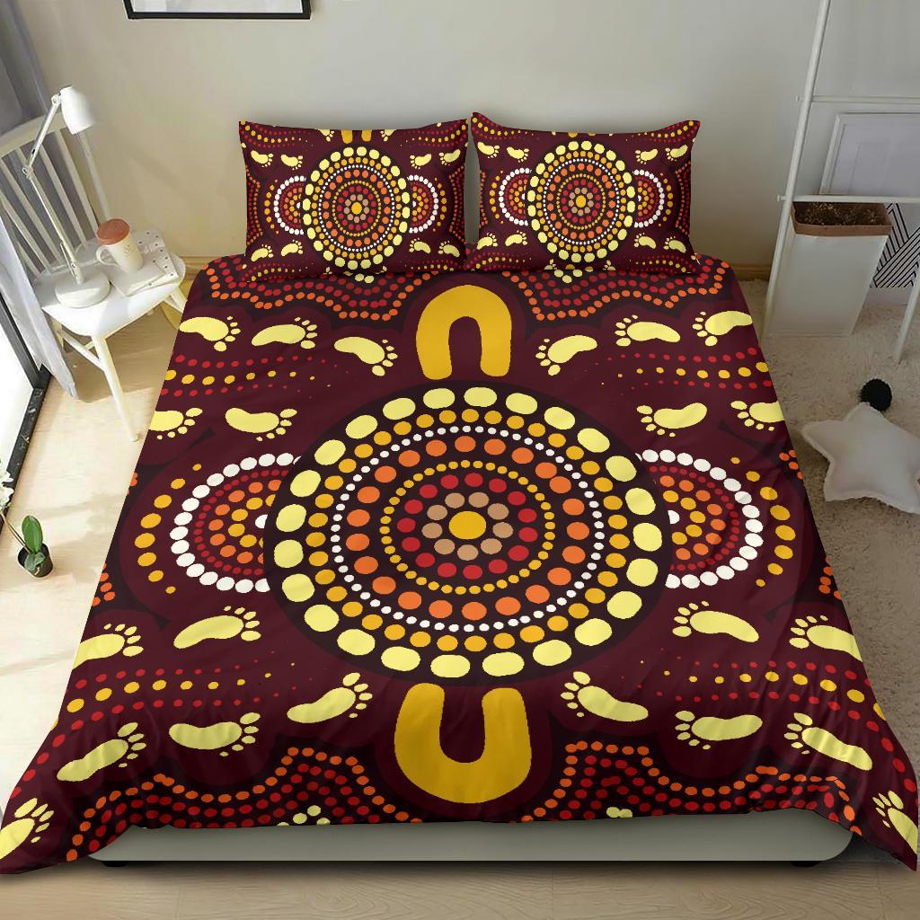 Aboriginal Bedding Set, Indigenous Circle Footprint - Vibe Hoodie Shop