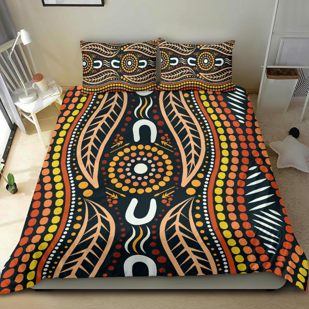 Aboriginal Bedding Set, Indigenous Dot Painting - Vibe Hoodie Shop