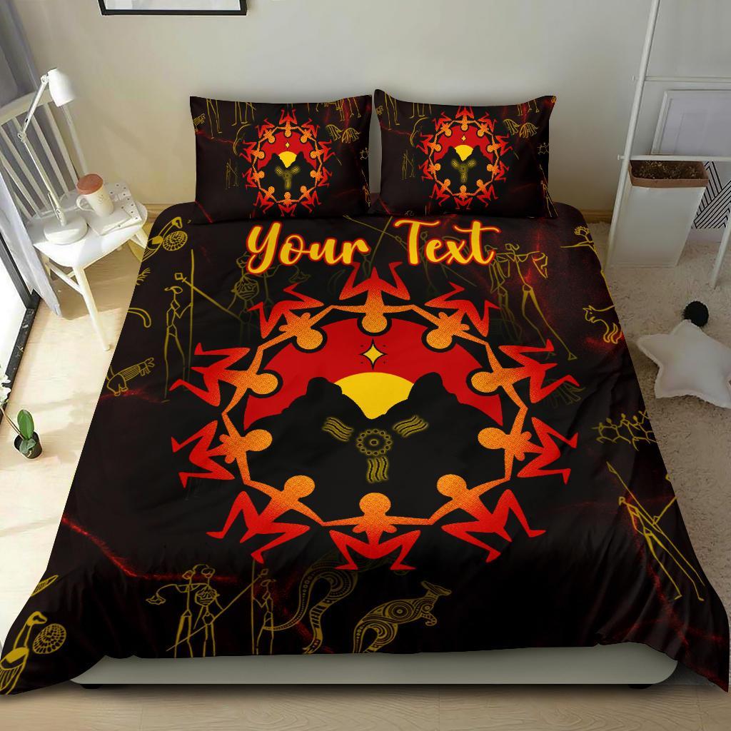 Custom Aboriginal Bedding Set - Australia Map and Indigenous Flag - Vibe Hoodie Shop