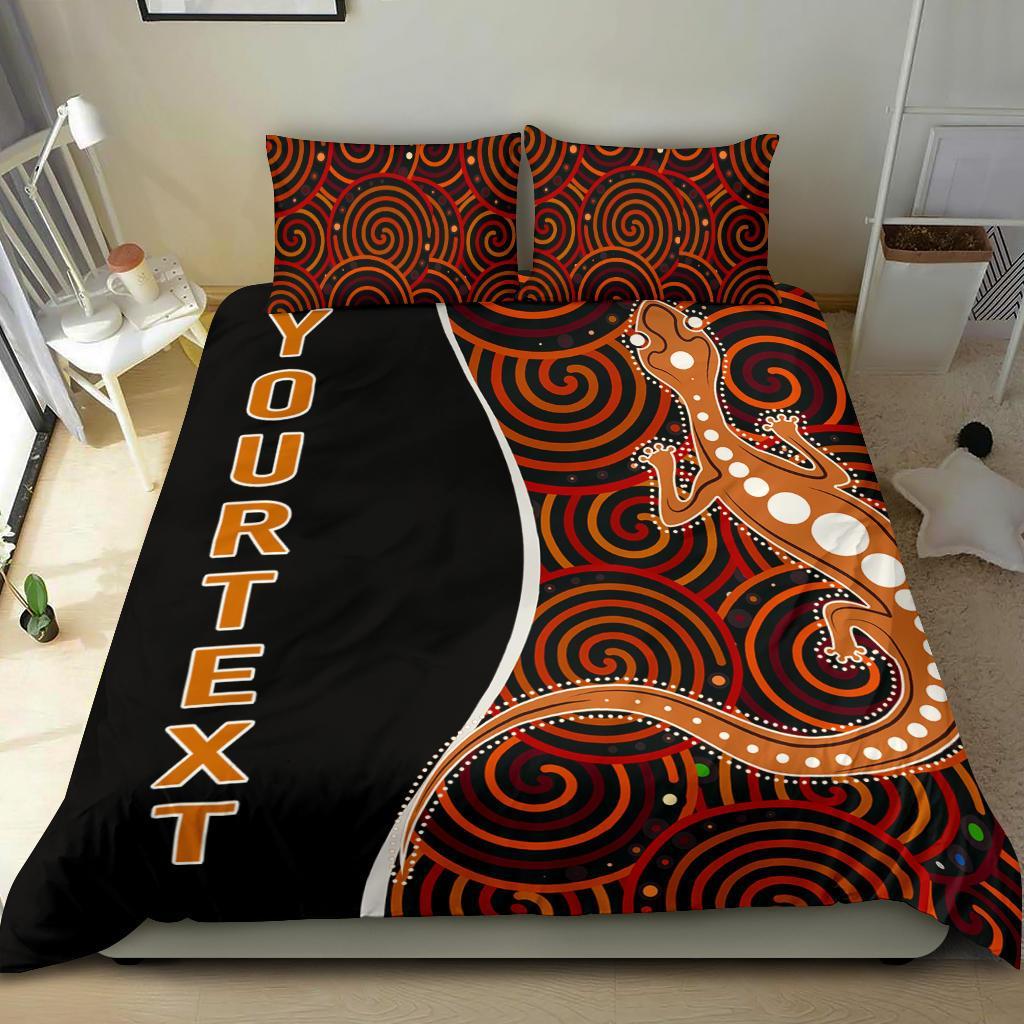 Aboriginal Personalised Bedding Set - Indigenous Lizard Dreaming - Vibe Hoodie Shop