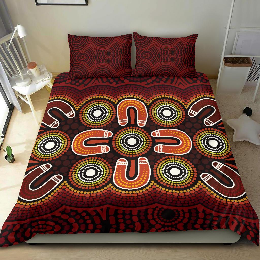 ABoriginal Bedding Set - Aboriginal Dot Painting Flowers Style - Vibe Hoodie Shop