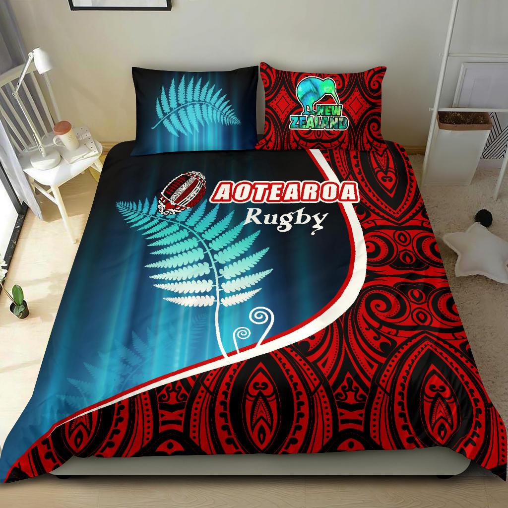 Aotearoa Rugby Black Maori Bedding Set Kiwi and Silver Fern New Zealand - Vibe Hoodie Shop