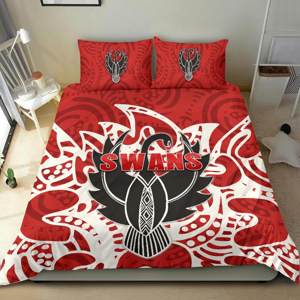 Sydney Bedding Set Simple Indigenous Swans - Vibe Hoodie Shop