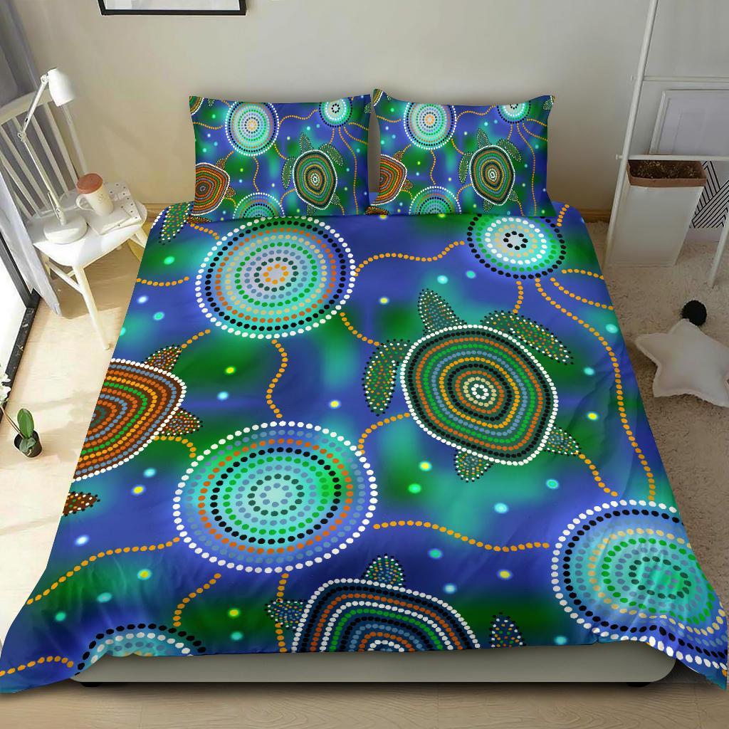 Aboriginal Bedding Set - Indigenous Turtle Dreaming - Vibe Hoodie Shop