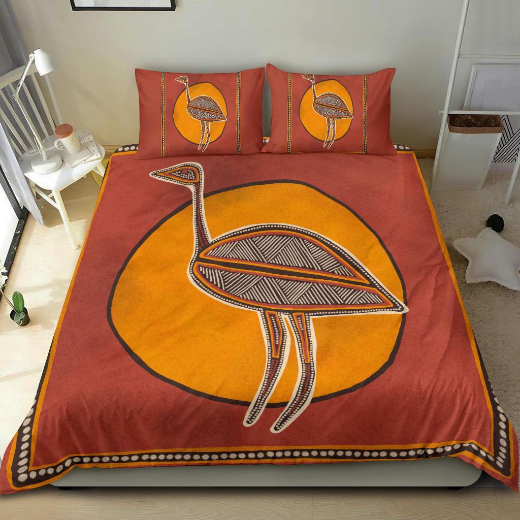 Aboriginal Bedding Set - Indigenous Emu - Vibe Hoodie Shop