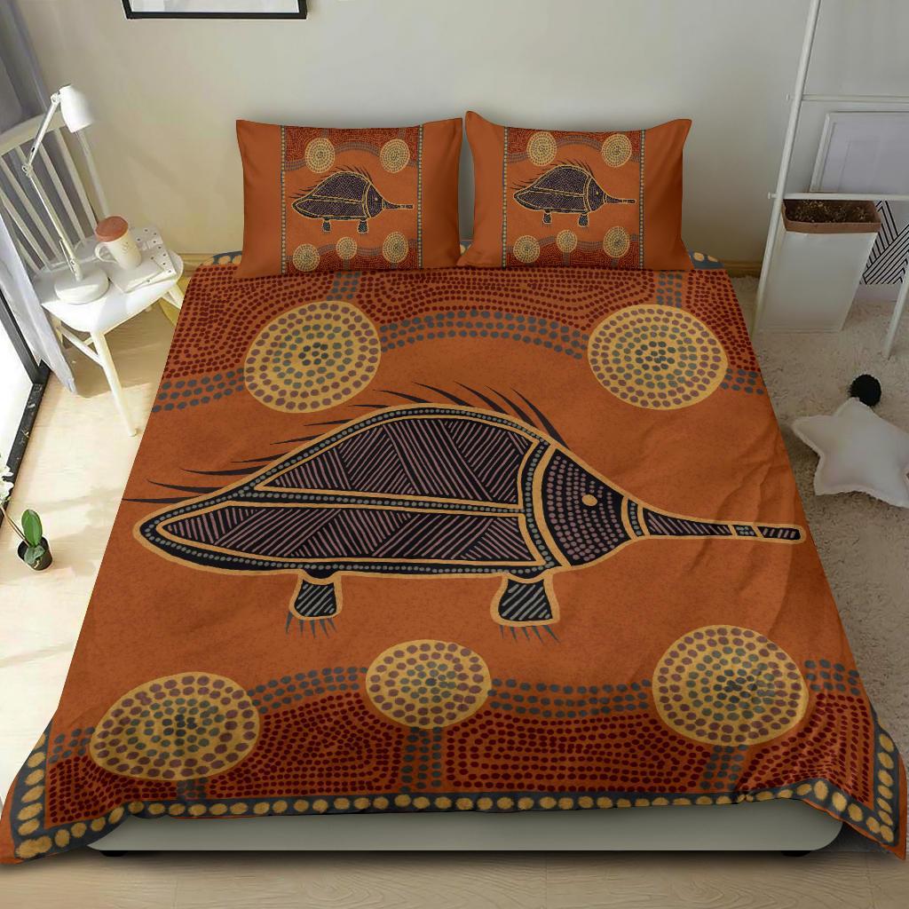 Aboriginal Bedding Set - Indigenous Echidna - Vibe Hoodie Shop