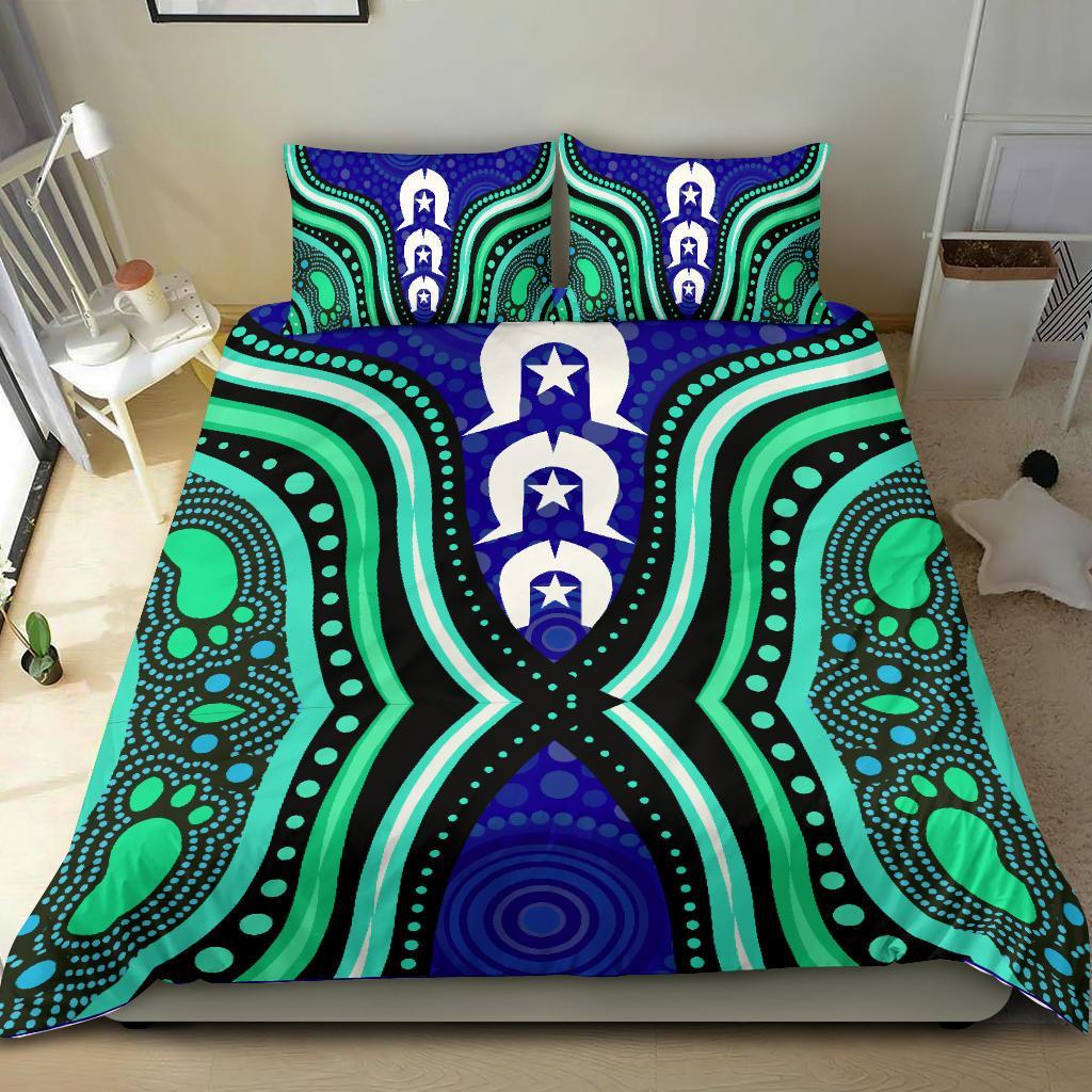 Torres Strait Bedding Set - Torres Strait Symbol And Aboriginal Patterns - Vibe Hoodie Shop