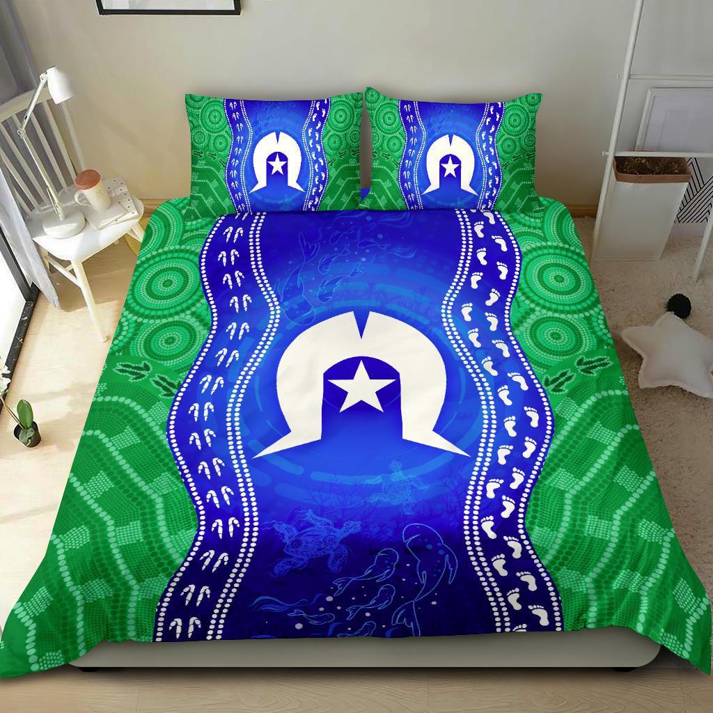 Torres Strait Islanders Bedding Set - Torres Symbol With Aboriginal Patterns - Vibe Hoodie Shop