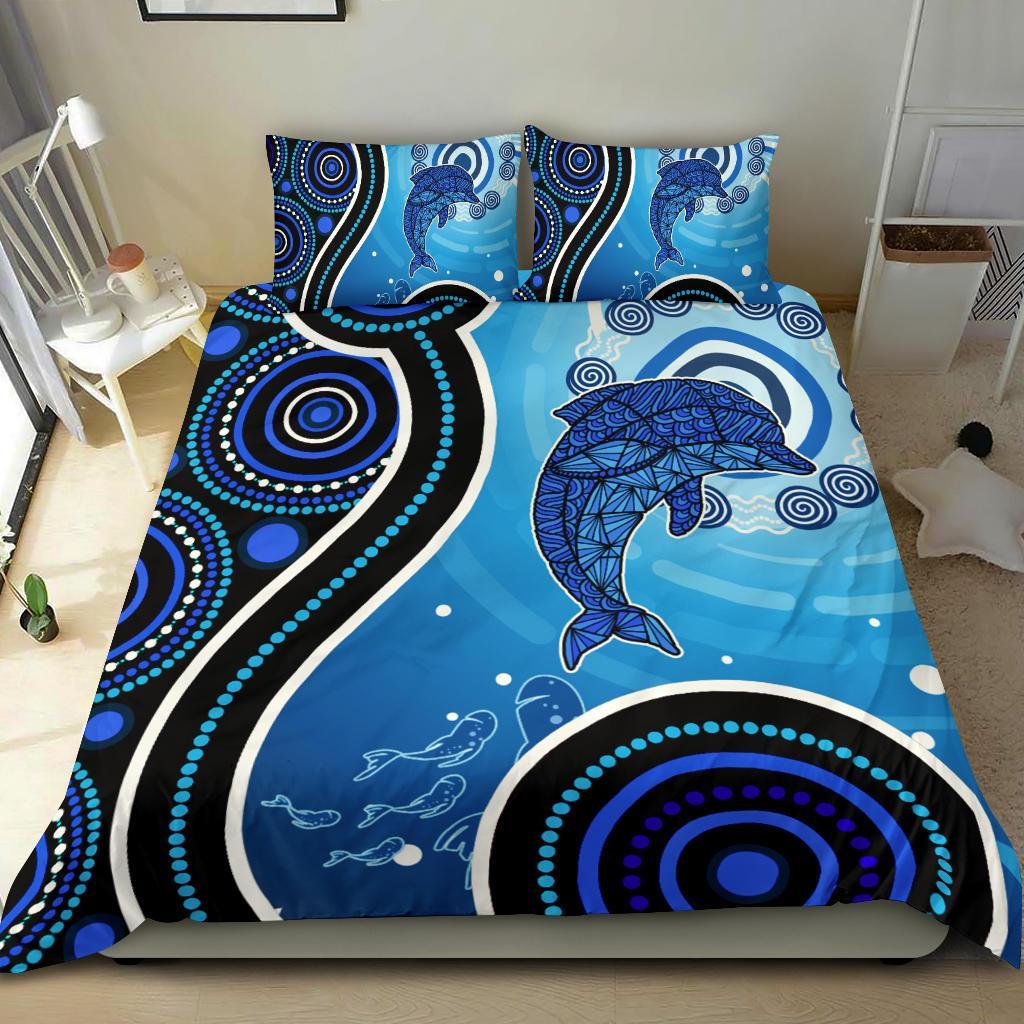 Aboriginal Bedding Set - Dolphin And Aboriginal Dot Patterns - Vibe Hoodie Shop