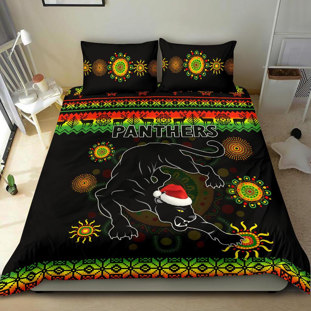 Penrith Panthers Christmas Bedding Set Indigenous - Vibe Hoodie Shop