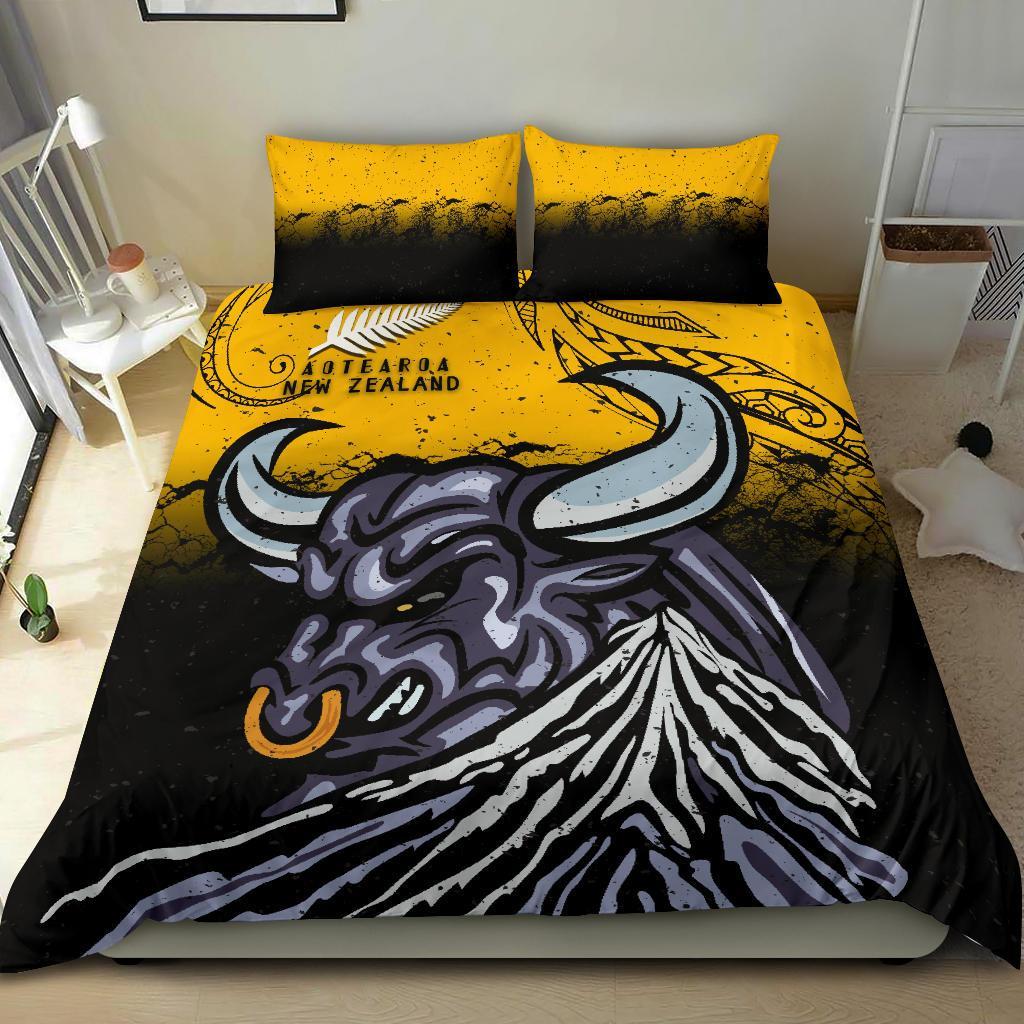 New Zealand Maori Bedding Set Taranaki Bull - Vibe Hoodie Shop