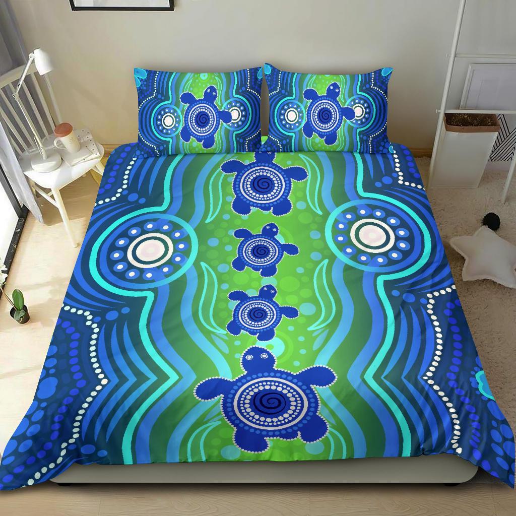 Aboriginal Bedding Set - Aboriginal Turtle Family - Vibe Hoodie Shop