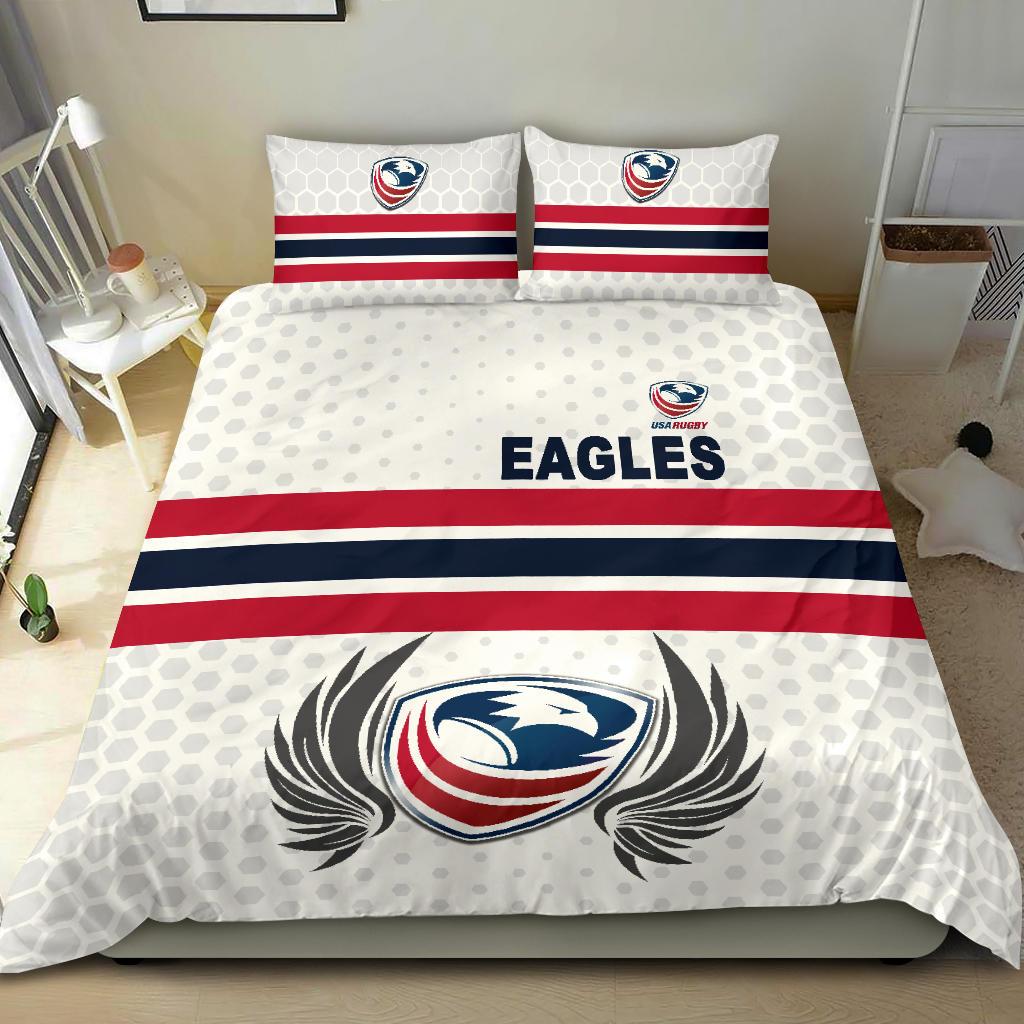 USA Rugby Bedding Set Eagles Simple Style - White - Vibe Hoodie Shop