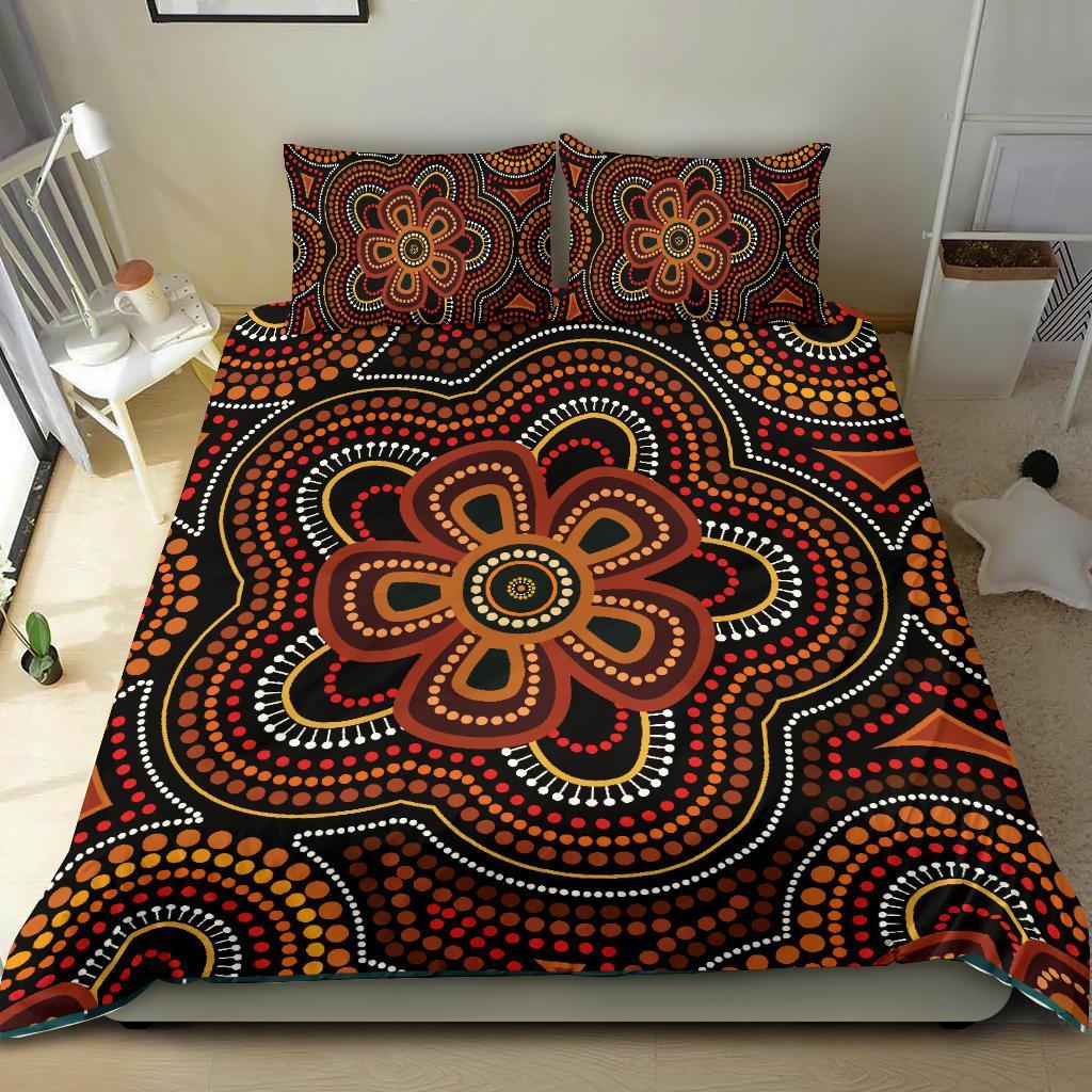 ABoriginal Bedding Set - Aboriginal Dot Painting Flowers Style Ver02 - Vibe Hoodie Shop