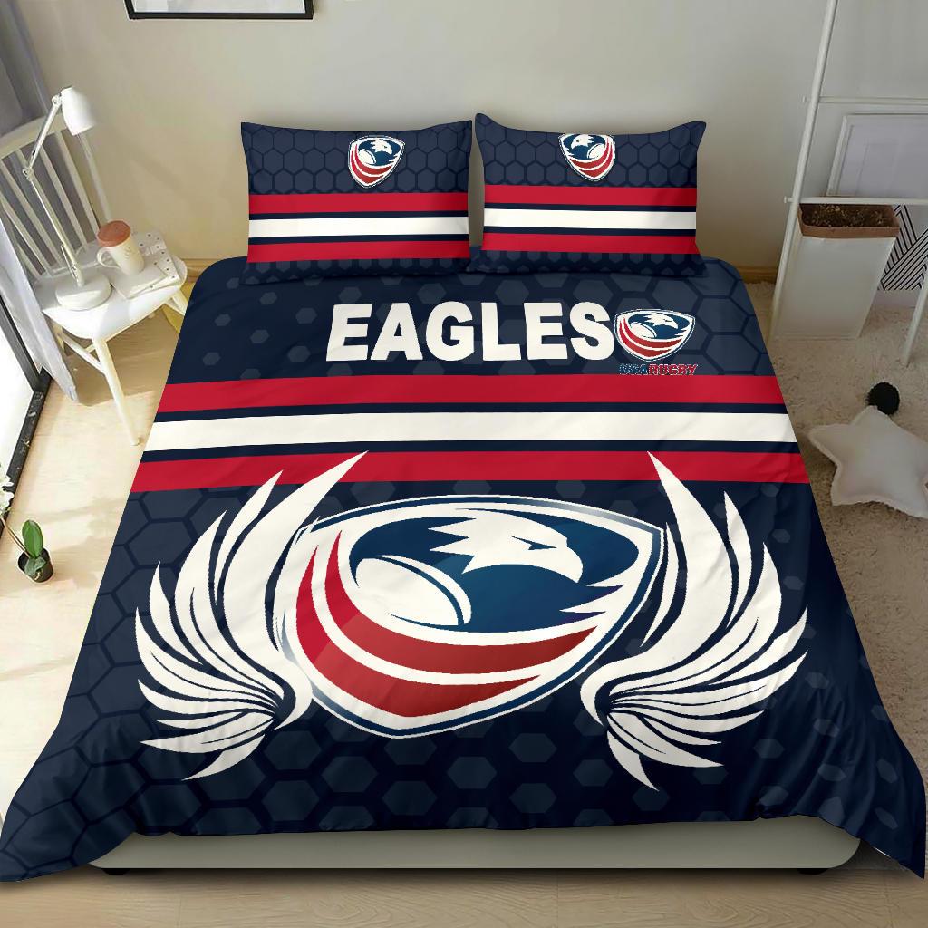 USA Rugby Bedding Set Eagles Simple Style - Full Navy - Vibe Hoodie Shop