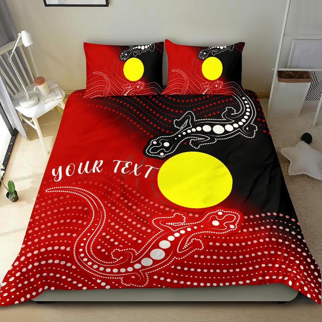 Custom Aboriginal Bedding Set - Two Indigenous Lizard - Vibe Hoodie Shop