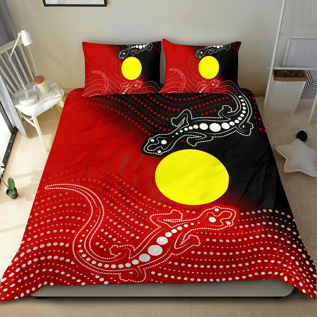 Aboriginal Bedding Set - Two Indigenous Lizard - Vibe Hoodie Shop