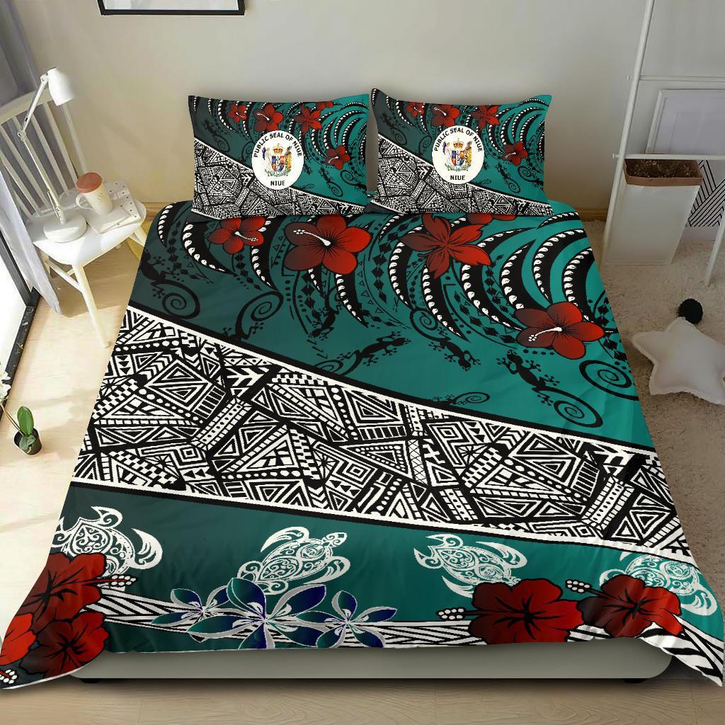 Niue Bedding Set - Lizard And Turtle Green - Vibe Hoodie Shop